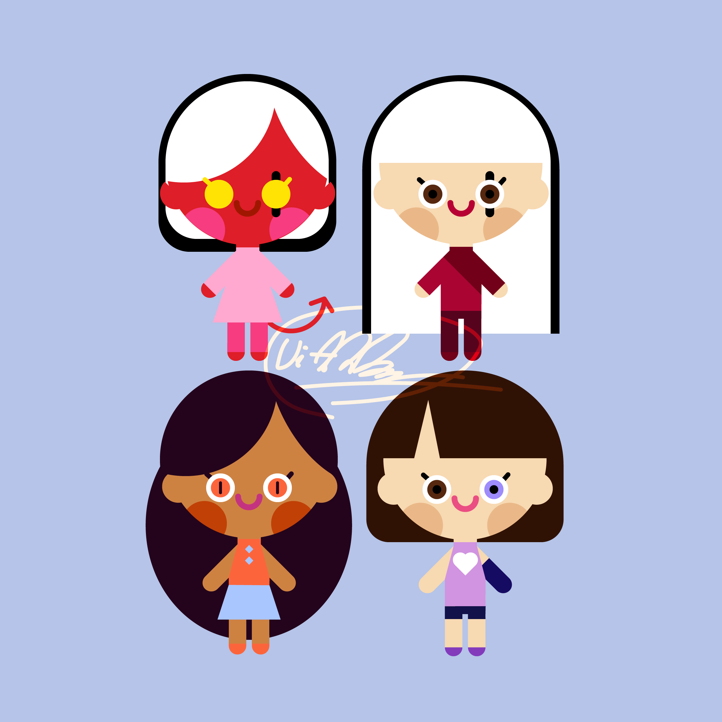 vector art version of original characters